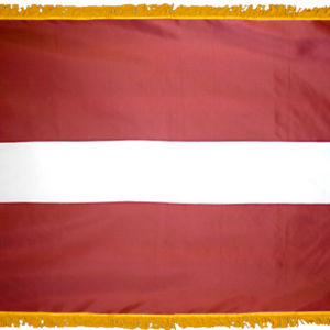 Latvia Flag w/ Pole Hem & Fr