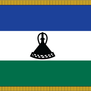 Lesotho Flag w/ Pole Hem & Fr