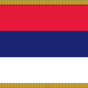 Serbia No Seal Flag w/ Pole Hem & Fr