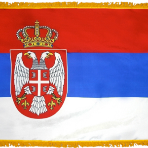 Serbia w/ Seal Flag w/ Pole Hem & Fr