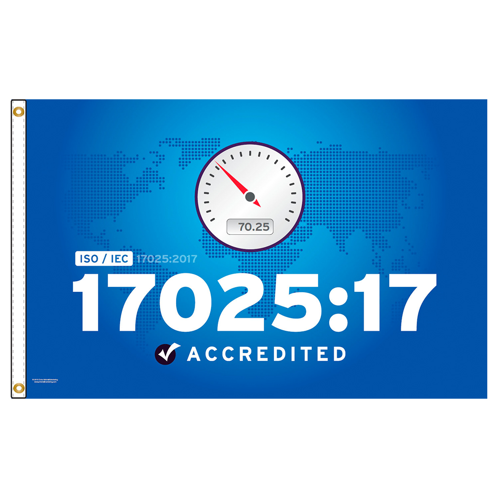 Double Sided ISO/IEC 17025:17 Flag